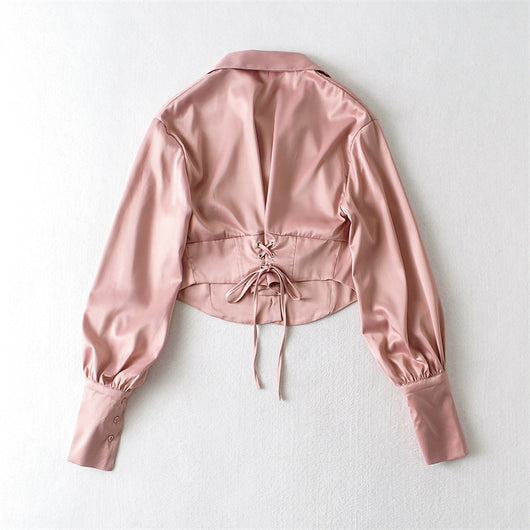 Blusa Ejecutiva con Cintura Anudada y Mangas Globo - Image 5