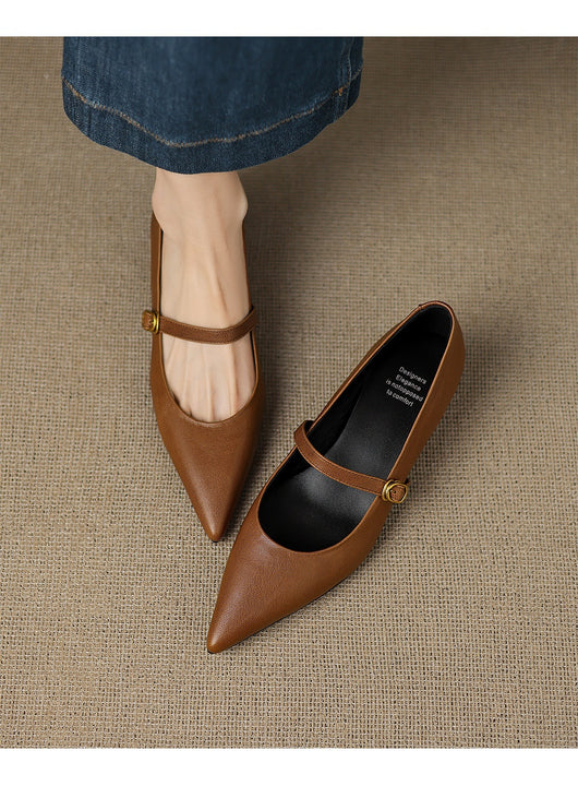 Pumps Retro Francés Punta Fina de Piel de Oveja para Mujer - Image 13