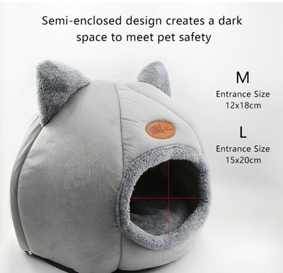 Cama Semicerrada Cálida para Gatos y Perros con Forro Peluche - Image 4