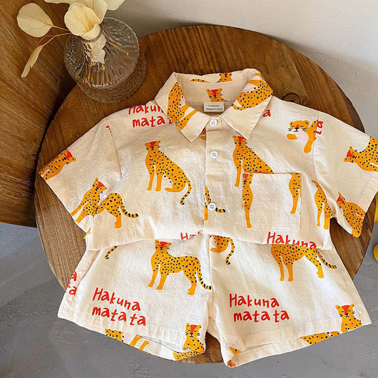 Conjunto de Dos Piezas: Camisa Estilo Vaquero de Manga Corta para Niños - Image 7