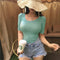 Blusa Modal Elástica Cinco Puntos - Manga Corta Mujer Color Sólido