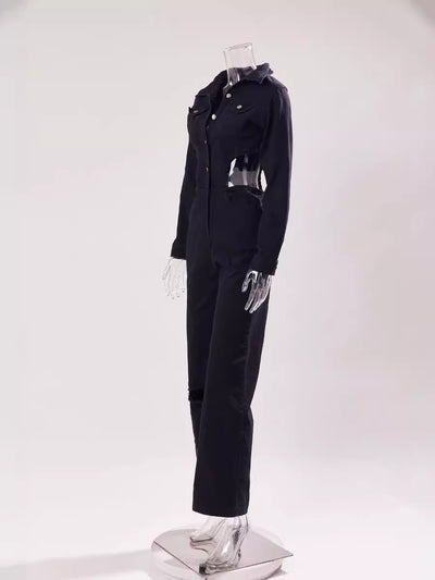 Jumpsuit Denim Casual con Diseño Hueco y Cintura Elástica - Image 13