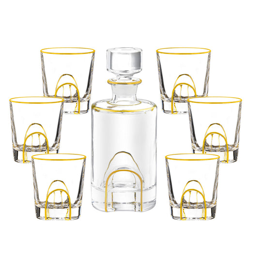 Juego de Copas de Cristal para Whisky y Vino con Detalles Dorados - Image 2