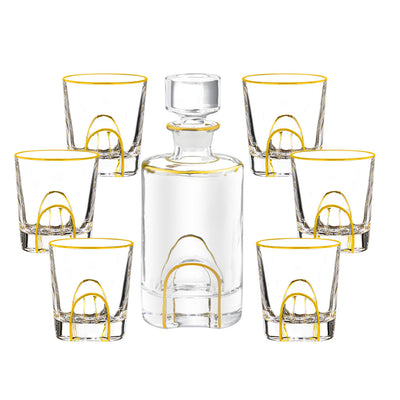 Juego de Copas de Cristal para Whisky y Vino con Detalles Dorados - Image 2