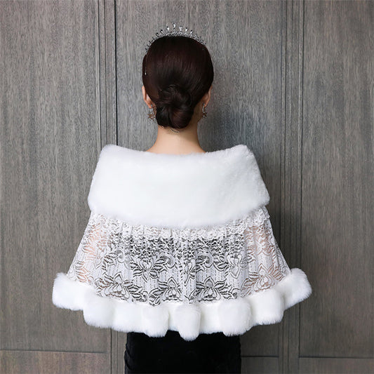 Chal Nupcial Acolchado con Pelaje - Chaqueta Térmica para Vestido de Novia - Image 2