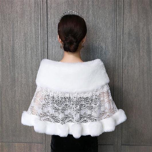 Chal Nupcial Acolchado con Pelaje - Chaqueta Térmica para Vestido de Novia - Image 2