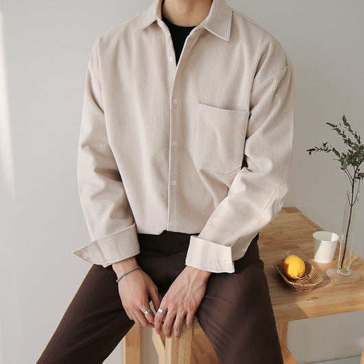 Camisa de Pana Manga Larga para Hombre - Abrigo Casual - Image 8