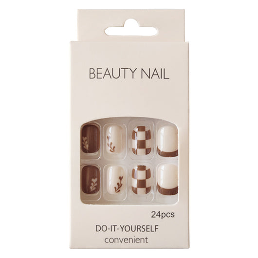 Parches de Uñas Adhesivos Kurixiang Latte - Diseño Pull Wear - Image 3