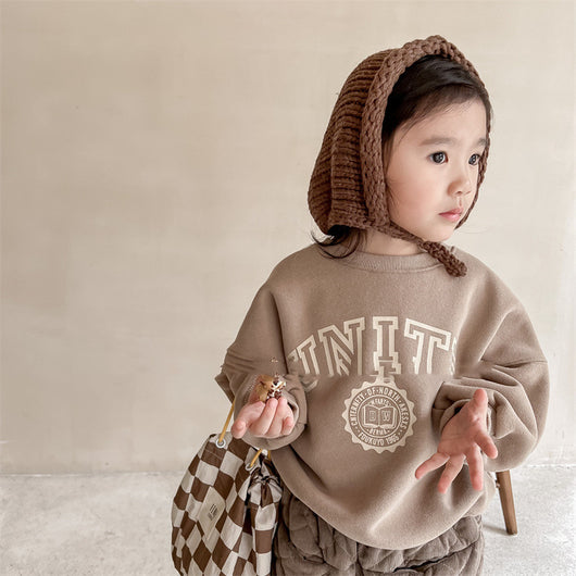 Sudadera Estampada Coreana de Forro Polar para Niñas