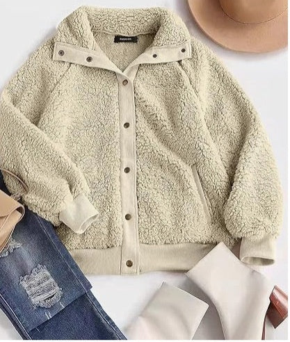 Cardigan de Polar Grueso con Bolsillos para Mujer - Abrigo Cálido de Color Puro - Image 15