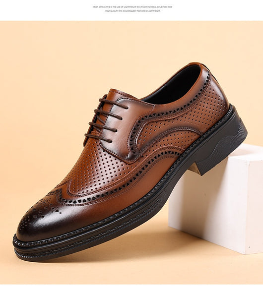 Zapatos Ejecutivos de Cuero Hueco para Hombre - Elegancia Formal y Casual - Image 11