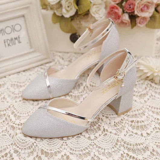 Zapatos de Novia con Lentejuelas y Tacón Grueso Ajustable - Image 2