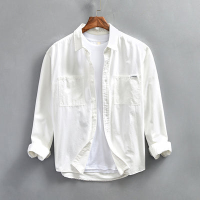 Camisa de Trabajo Minimalista Retro de Manga Larga para Hombre - Image 3