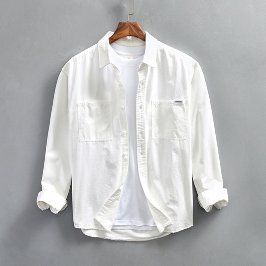 Camisa de Trabajo Minimalista Retro de Manga Larga para Hombre - Image 3