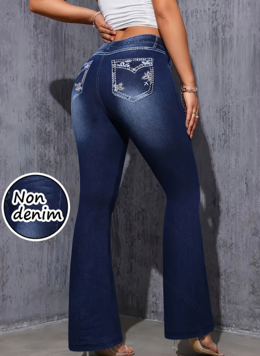 Mallas Deportivas Elásticas con Estampado Tipo Denim - Image 7