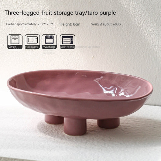 Plato de Frutas Minimalista de Cerámica Artesanal con Tres Patas - Image 8
