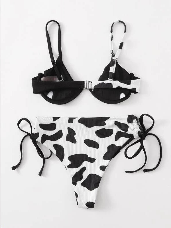 Traje de Baño Enterizo con Estampado Vaca y Soporte Underwire