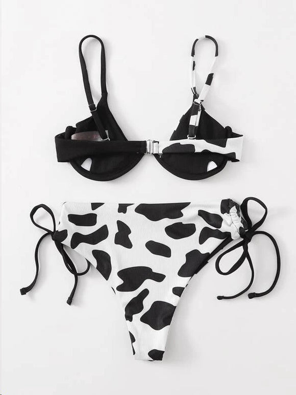 Traje de Baño Enterizo con Estampado Vaca y Soporte Underwire