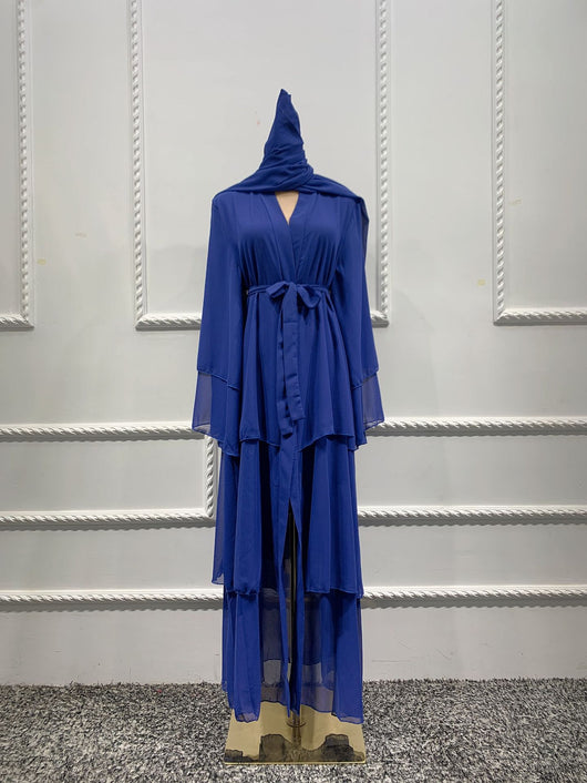 Bata Larga de Gasa Perla en Tres Capas - Vestido Fluido y Elegante - Image 17