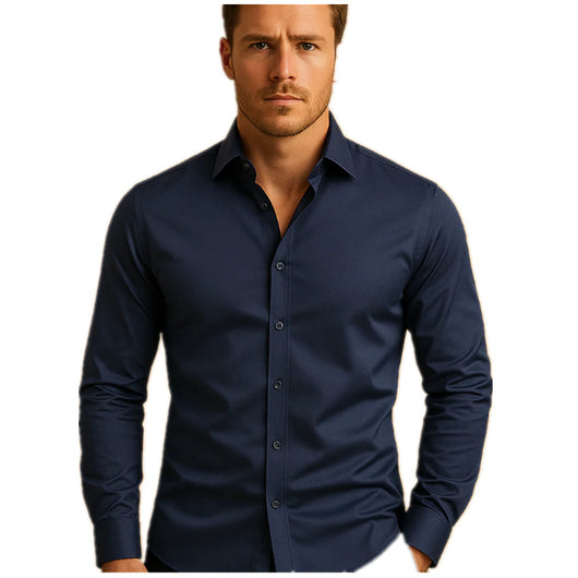 Camisa Clásica de Manga Larga para Hombre en Color Sólido - Image 16