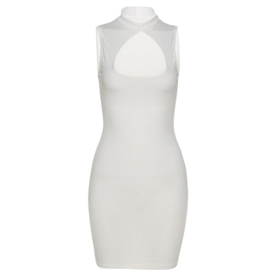 Vestido Sexy Ajustado sin Mangas con Cuello Redondo y Aberturas
