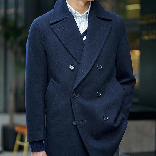 Abrigo de Lana Slim Fit Estilo Náutico Retro para Hombre - Image 5