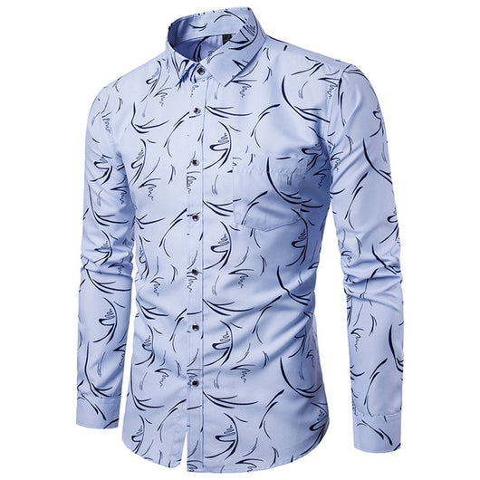 Camisa Estampada Manga Larga Slim Fit para Hombre - Image 8