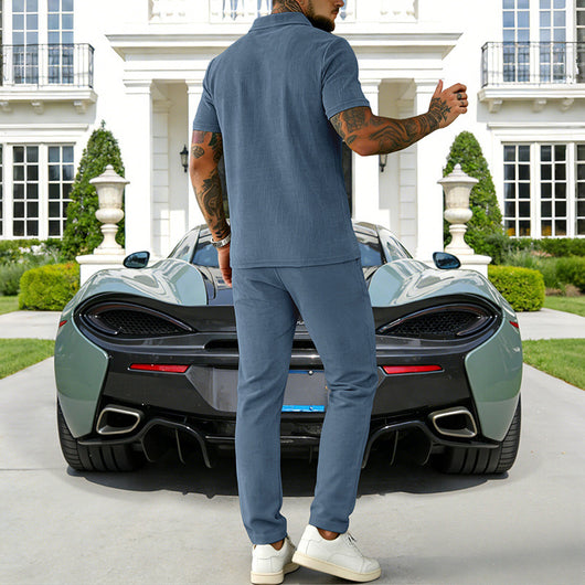 Conjunto Elegante de Polo y Pantalón en Pana para Hombre - Image 35