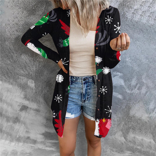 Cardigan Largo con Estampado Navideño y Botones - Image 12
