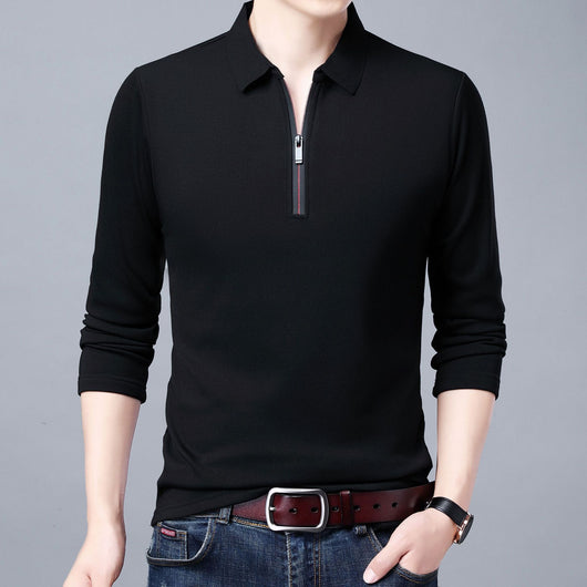 Camiseta Manga Larga con Cuello Solapa y Cierre Parcial para Hombre - Image 5