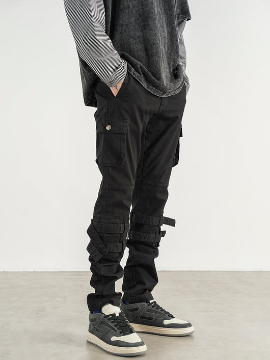 Pantalón Cargo Ajustado Distressed con Doble Encaje y Tobillo Entallado - Image 3