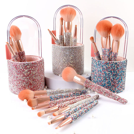 Set de 8 Brochas de Maquillaje con Incrustaciones de Diamantes - Image 5