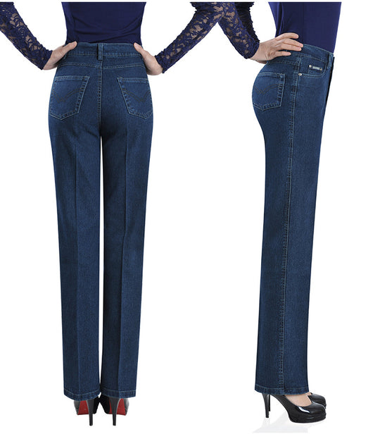 Pantalones Vaqueros Mujer Cintura Alta Stretch Pierna Recta Slim - Image 8