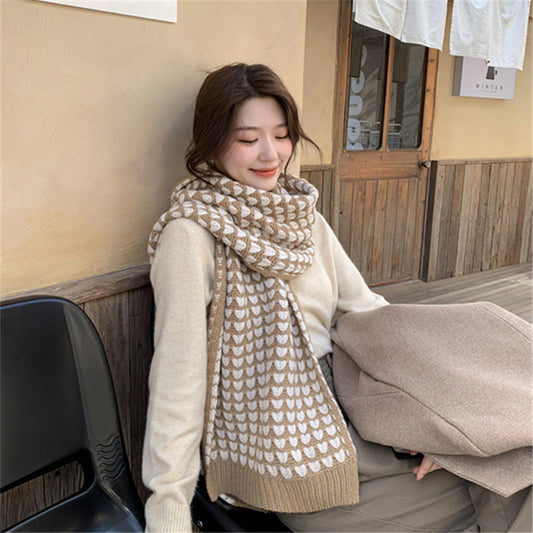 Bufanda Mini Corazón Tejida a Mano Estilo Coreano para Mujer - Image 2