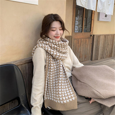 Bufanda Mini Corazón Tejida a Mano Estilo Coreano para Mujer - Image 2