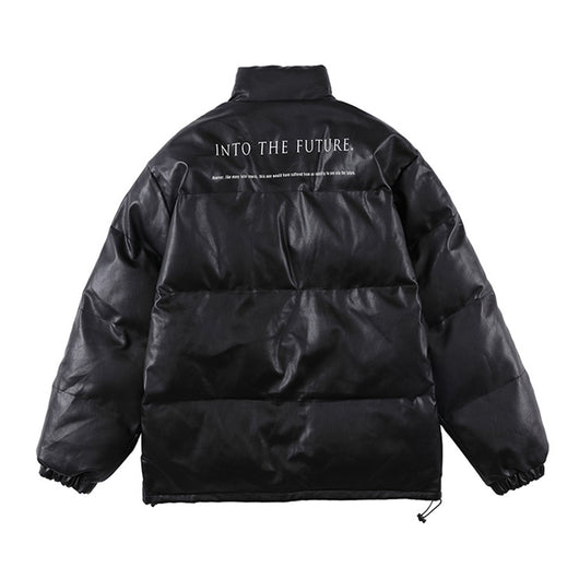 Chaqueta Acolchada de Piel Sintética con Cuello Alto para Hombre - Image 5
