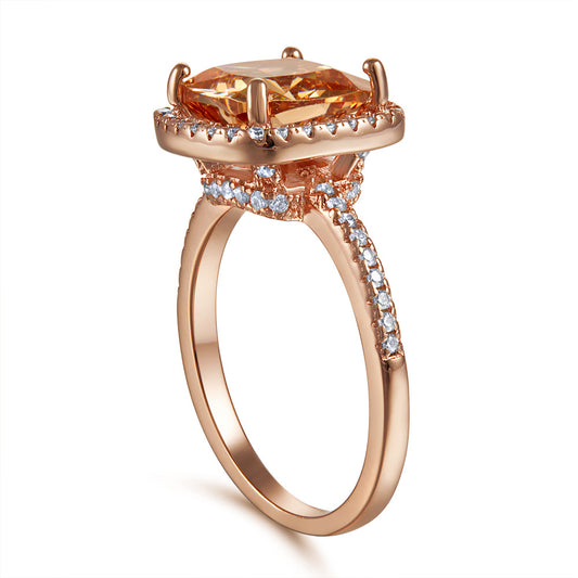 Anillo de Boda Oro Rosa con Diseño Minimalista y Detalle Exagerado de Rosa - Image 2