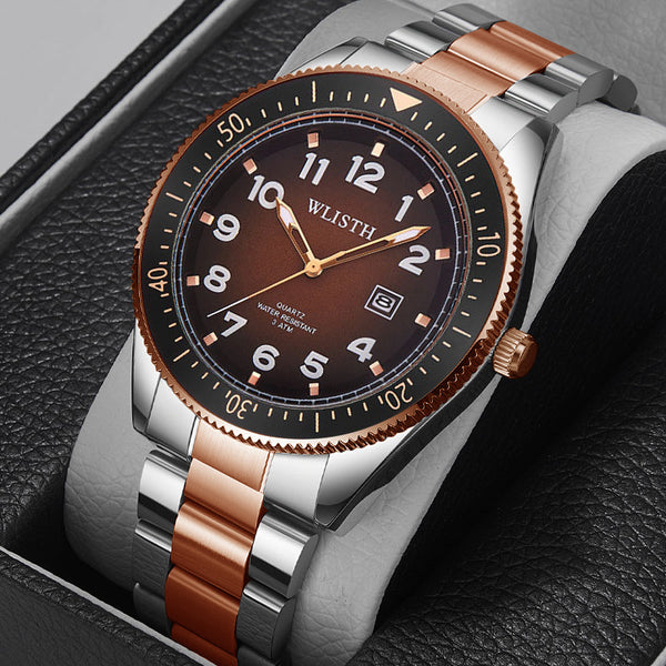 Reloj de Pulsera Acero Impermeable con Calendario y Esfera Luminosa