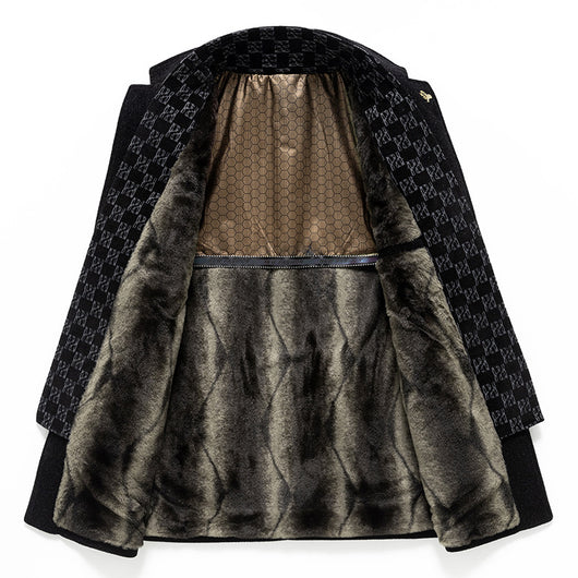 Abrigo Elegante para Hombre en Lana y Terciopelo Visón - Image 4