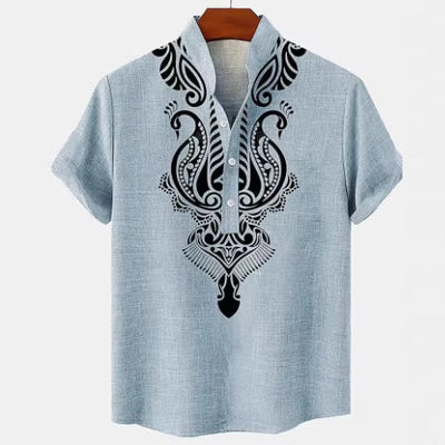 Camisa Hombre Lino Manga Corta Impresión Digital 3D - Image 4