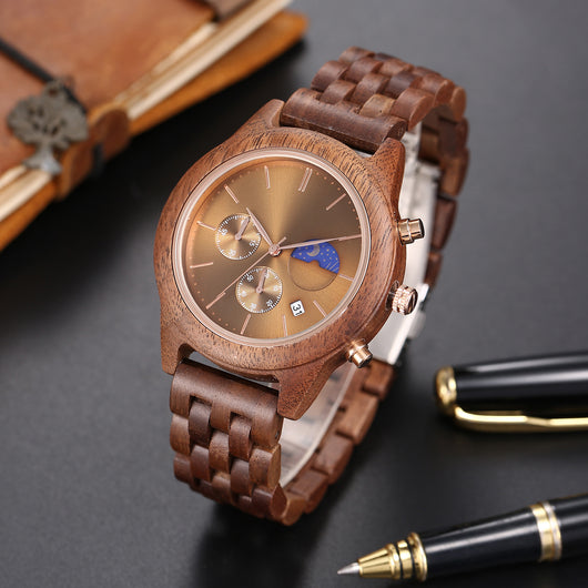Reloj de Cuarzo para Hombre con Correa de Madera Natural - Image 10