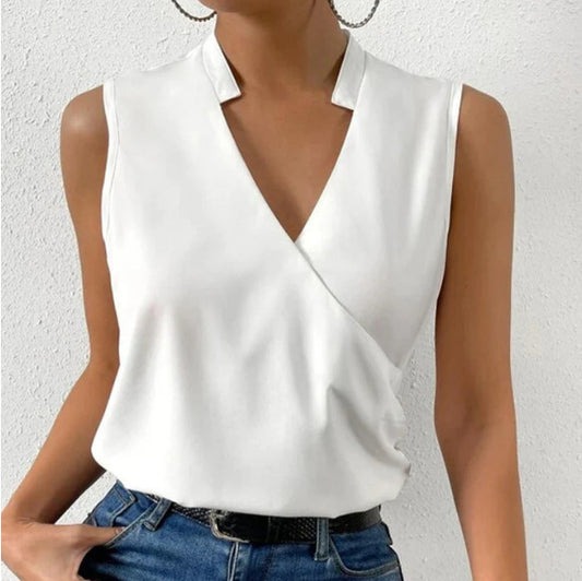 Chaleco Clásico de Escote V para Mujer - Diseño Minimalista sin Mangas
