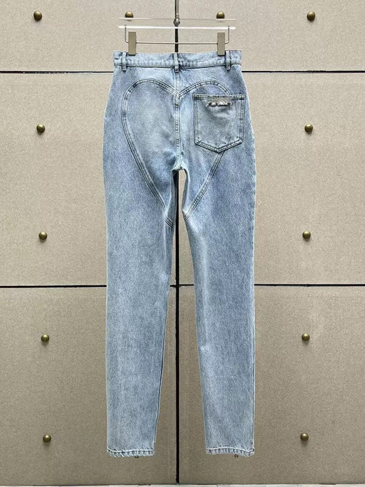 Jeans Mujer con Aberturas Florales y Cierre de Cremallera - Image 11