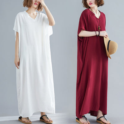 Vestido Bohemio Talla Grande para Mujer - Algodón Puro Cuello V - Image 2