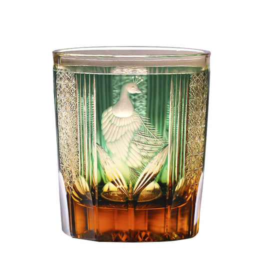 Vaso de Whiskey de Cristal Tallado a Mano con Diseño de Pavo Real - Image 33
