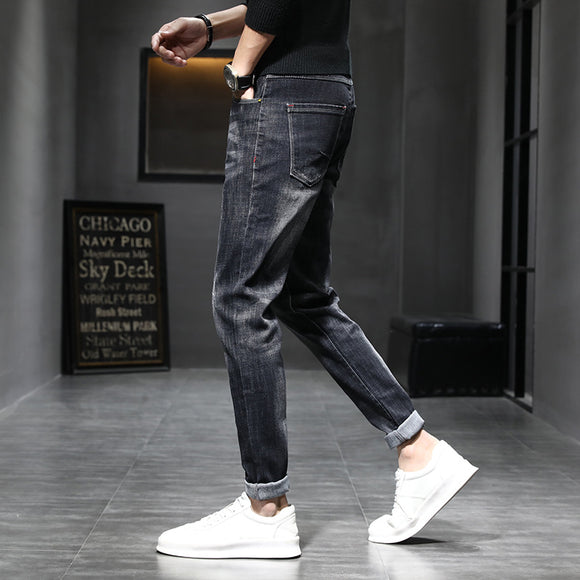 Pantalones Casuales Negros Slim Fit Cintura Pequeña para Hombre