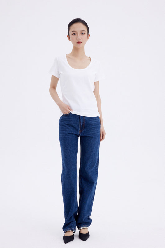 Jeans Rectos Azul Oscuro para Mujer - Estilo Simple y Versátil - Image 20