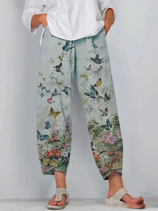 Pantalones Casuales con Estampado de Mariposas para Damas - Image 4