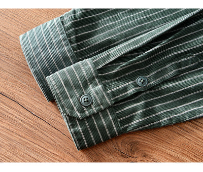 Camisa Retro a Rayas con Bolsillos y Mangas Largas - Image 15