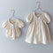 Vestido Princesa para Bebé con Cuello Cuadrado y Mangas Abullonadas